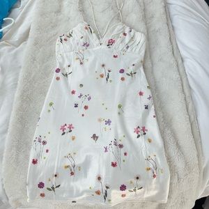 Princess Polly White Floral Satin Mini Dress